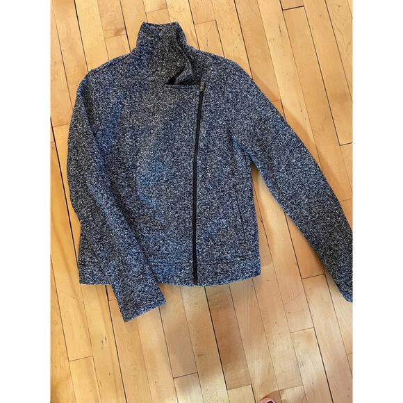 Banana Republic Blue Fleece coat jacket small diagonal zipper - Picture 1 of 3